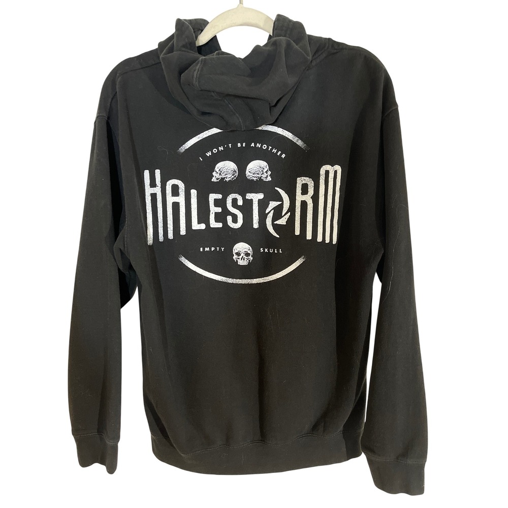 Halestorm Hoodie Unisex Medium Black Zip Up Band Merch Skull Graphic Sweatshirt